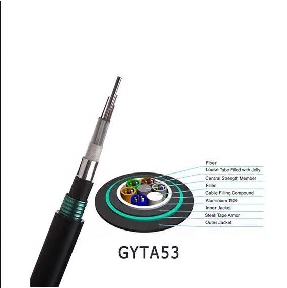 Ventes directes d'usine de câble optique enterré direct blindé extérieur de fibre de la fibre GYTA53 de noyau unimodal du câble optique 4-288
