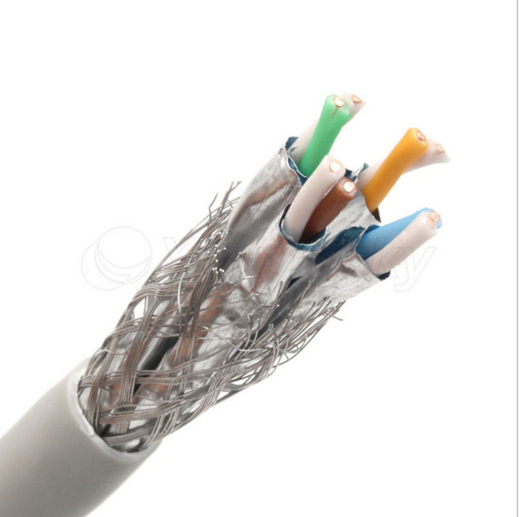 Câble de l'isolation SFTP Cat6a de PVC de HDPE de conducteur d'Al Foil 0.58mm, câble de l'Ethernet Cat6a